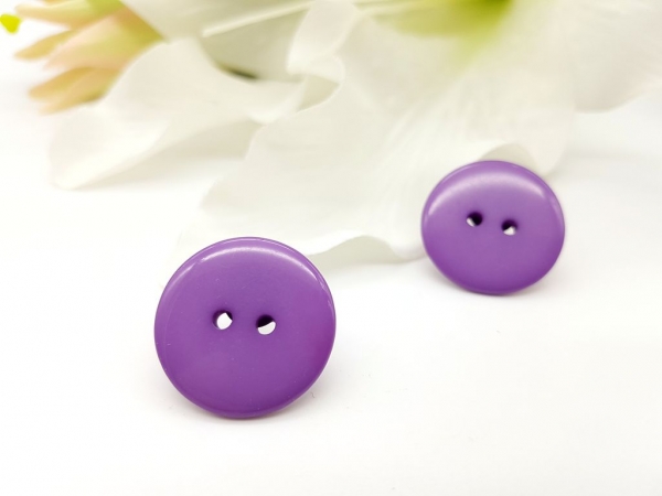 Einfache Kunststoff Knopf Ohrstecker Button lila